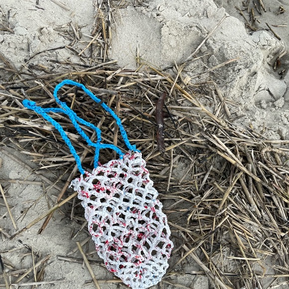 Plarnation hand crochet plarn netted produce market bag - Picture 3 of 4